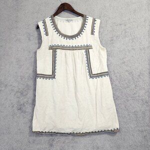 World Market Womens Sleeveless Embroidered Tunic Dress L/XL Linen  Blend GT